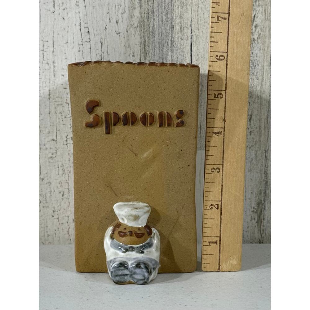 Fitz and Floyd Spoons Holder 1983 Brown Ceramic Chef Vintage Japan